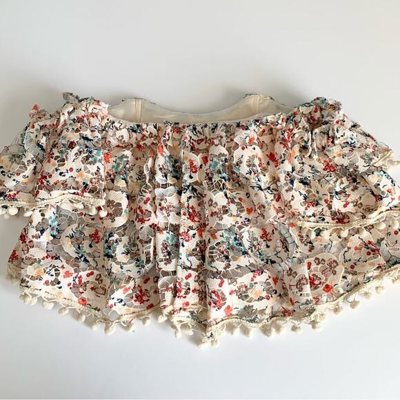 Tularosa Revolve Amelia Rainbow Lace Off The Shoulder Boho Crochet Crop Top XS - Picture 11 of 14